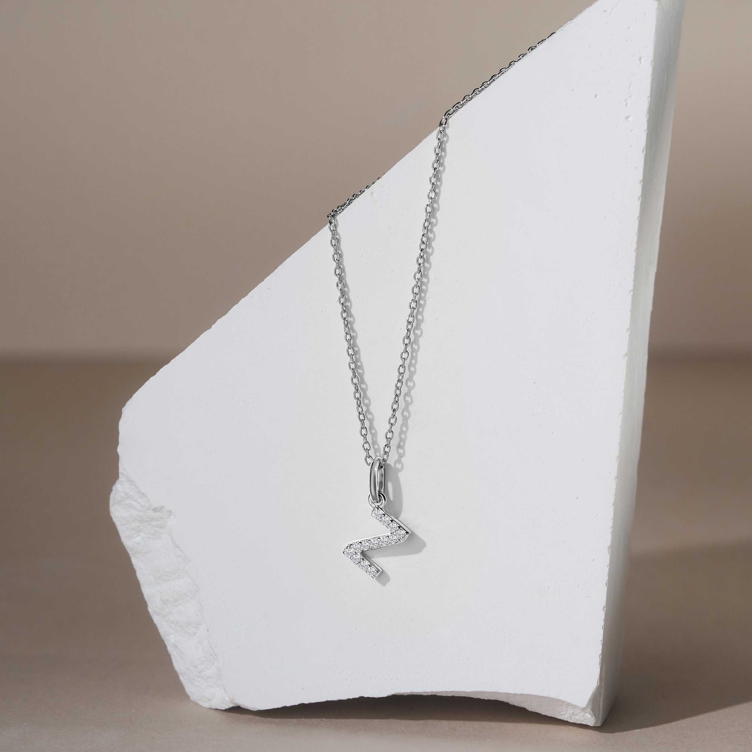 Love Letter Initial Z Lab Diamond Necklace set in 925 Sterling Silver
